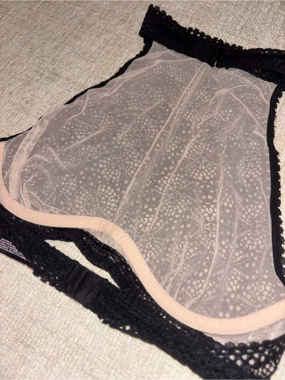 Victoria’s Secret XS Black Nude Lace High Neck Choker Bralette Top Lingerie Y2K - Picture 8 of 8